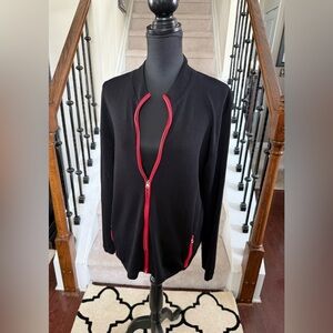 Chico's Vintage Black Zip-Up Sweater with Red Trim